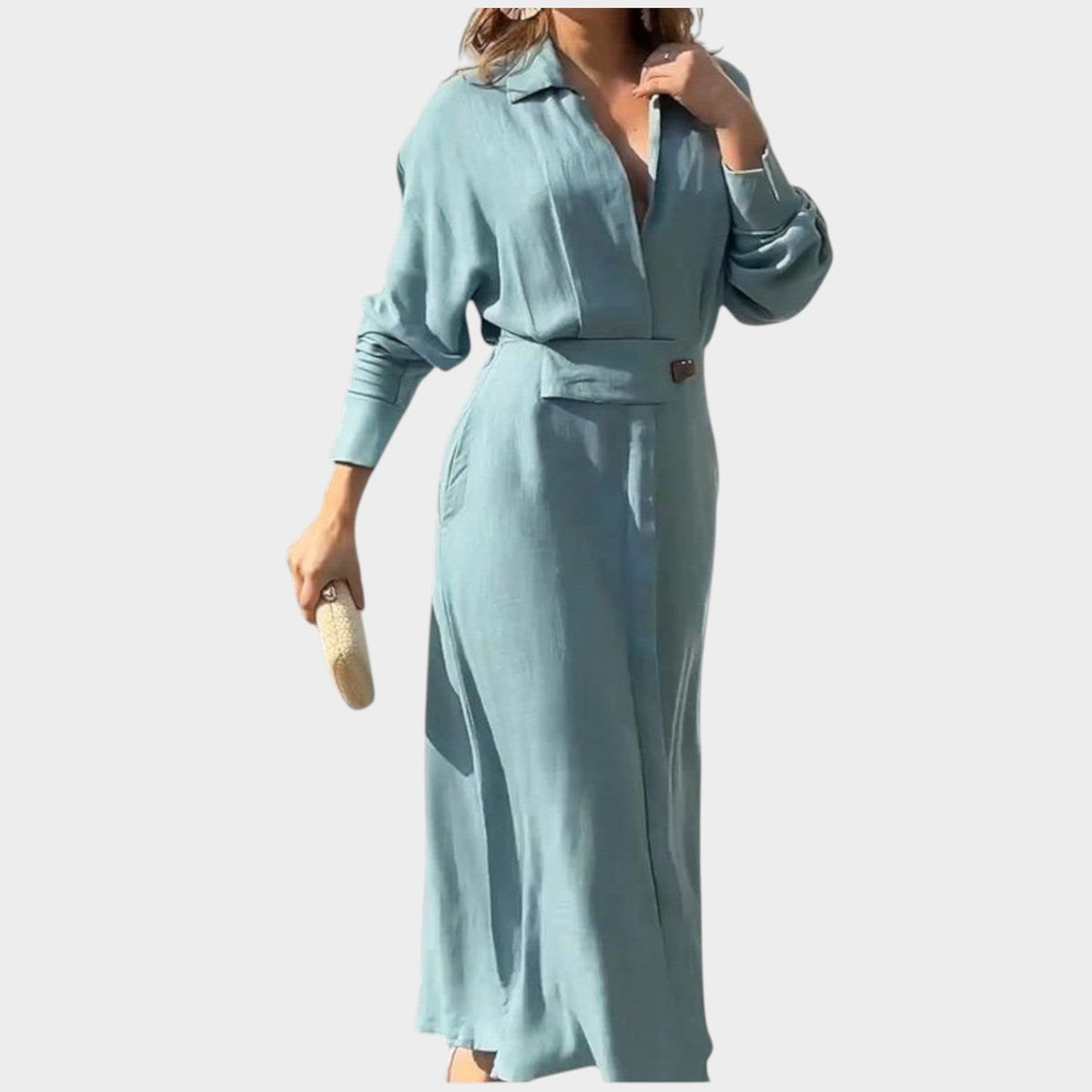 Aisha | Shirt Maxi Dress with Belted Waist