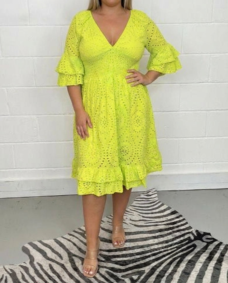 Monica | Lace-Effect Wrap Midi Dress
