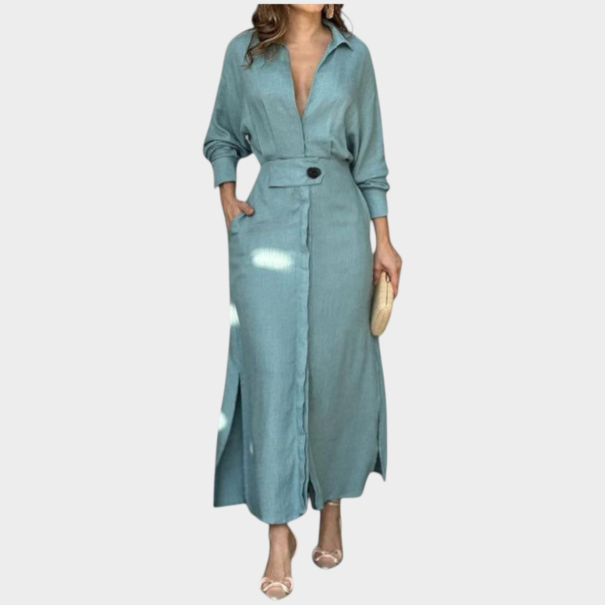 Aisha | Shirt Maxi Dress with Belted Waist