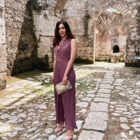 Suit Collar Flared Pants Jumpsuit