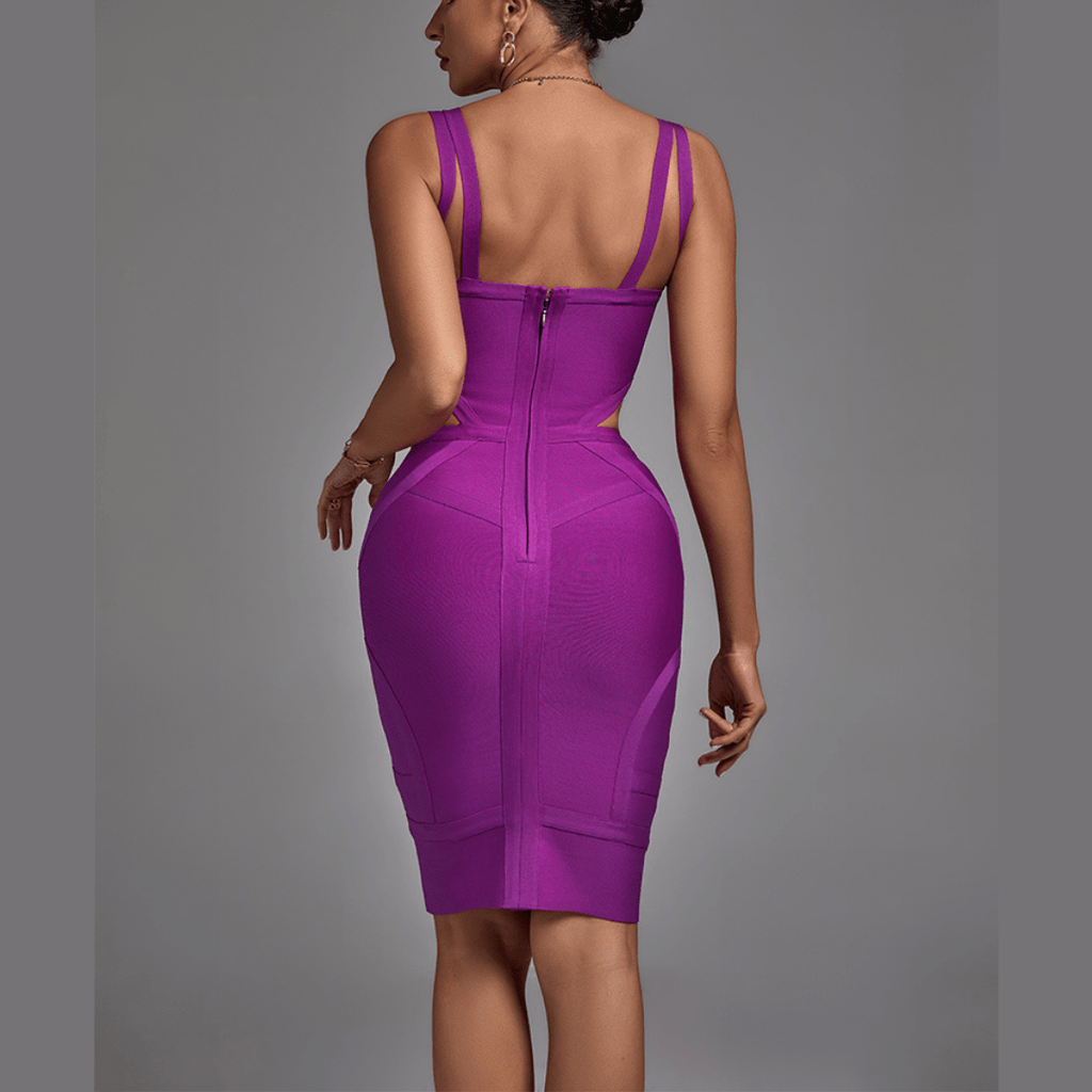 Aaliyah - Purple Strappy Bandage Dress