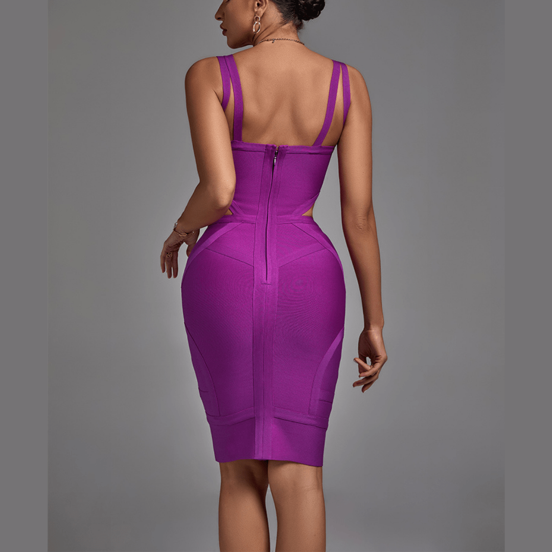 Aaliyah - Purple Strappy Bandage Dress