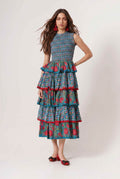 Pleated Deign Printed Maxi Dress