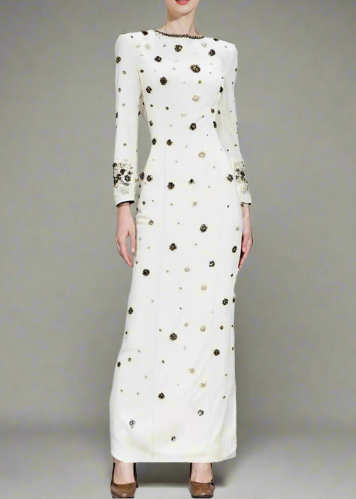 Agrafena Crystal Embellished Maxi Dress In Black