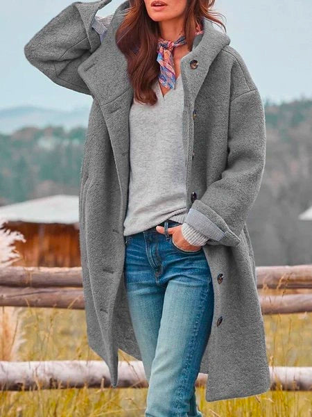 Button-Front Mid-Length Coat