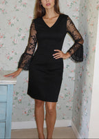 Mavrixa Lace Long Sleeve Mini Dress In Black