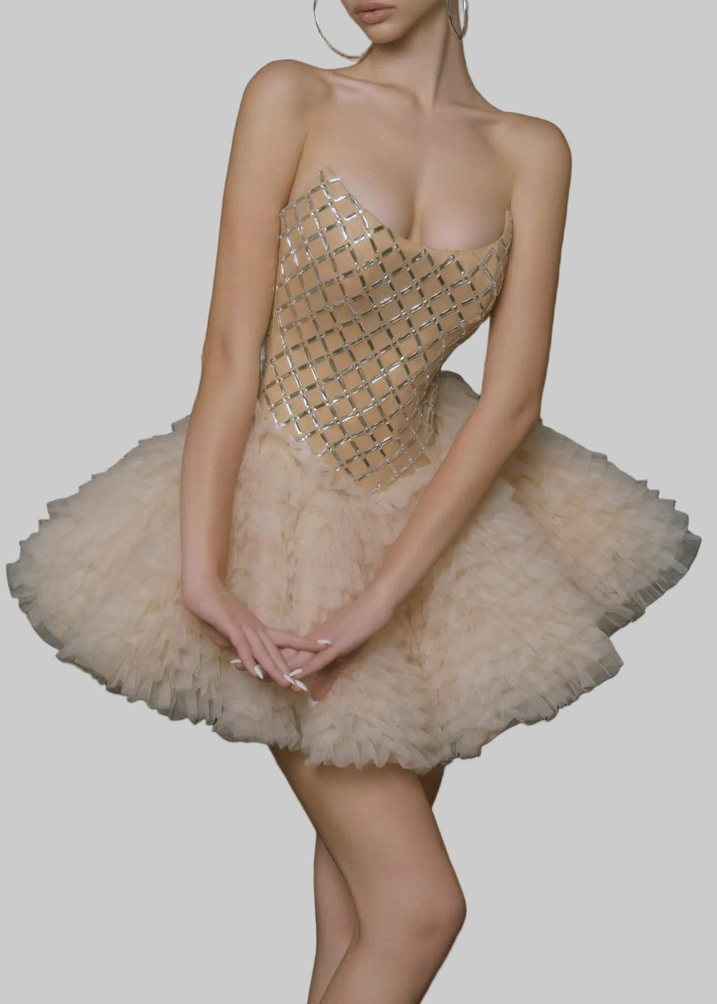 Maevorik Sequin Corset Puffy Mini Dress
