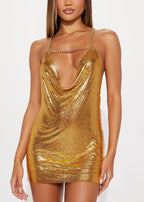 Joryxen Chainmail Mini Dress In Gold