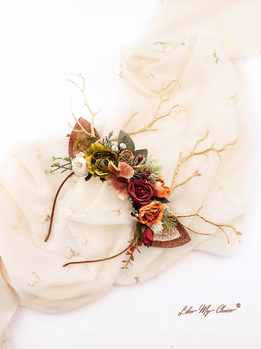 Sunset Terracotta Christmas Reindeer Headband | HeyKat®