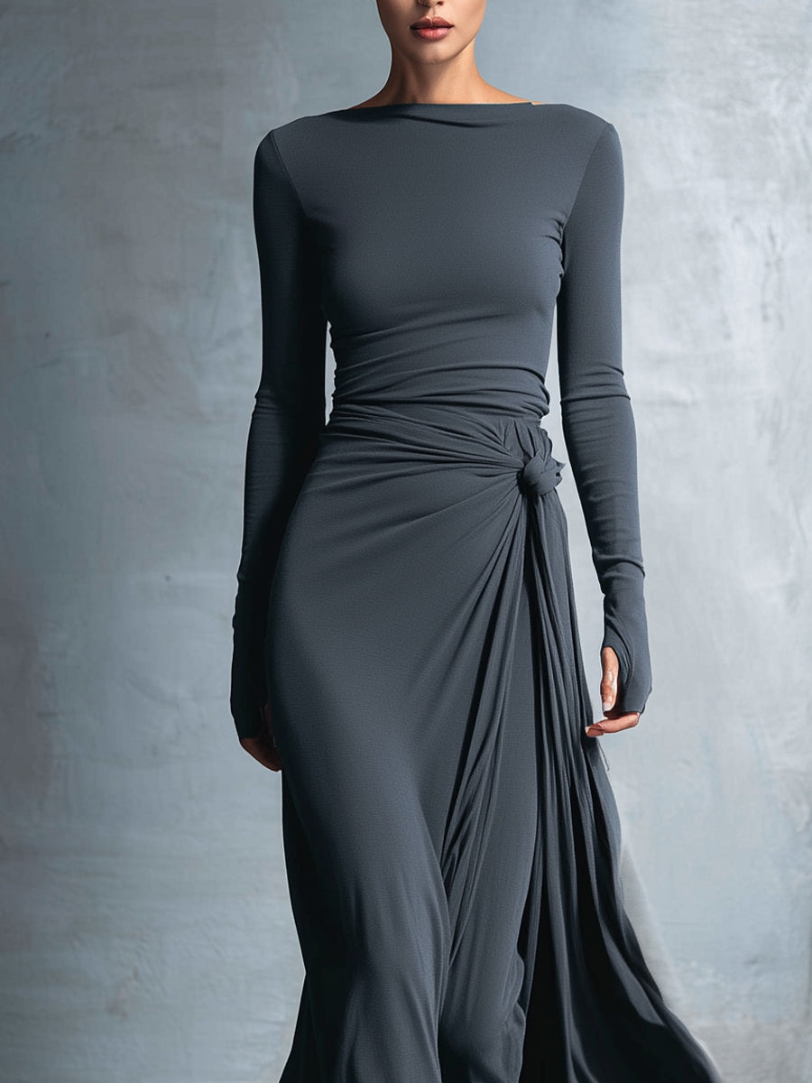 Alba - Long dress with side knot