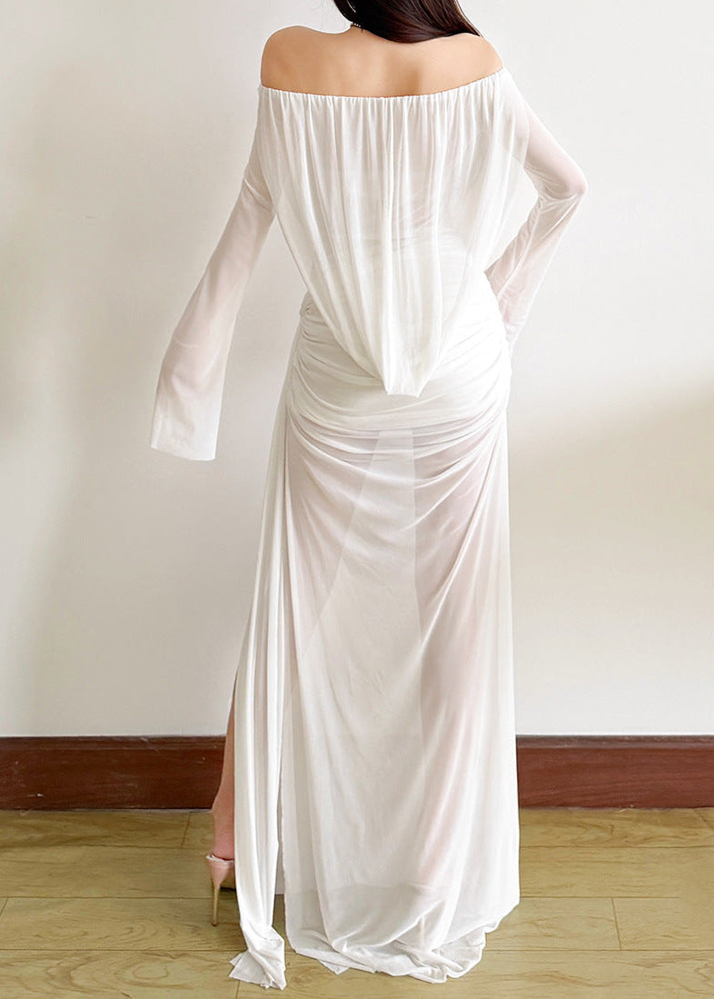 Relyxyn Off Shoulder Mesh Maxi Dress
