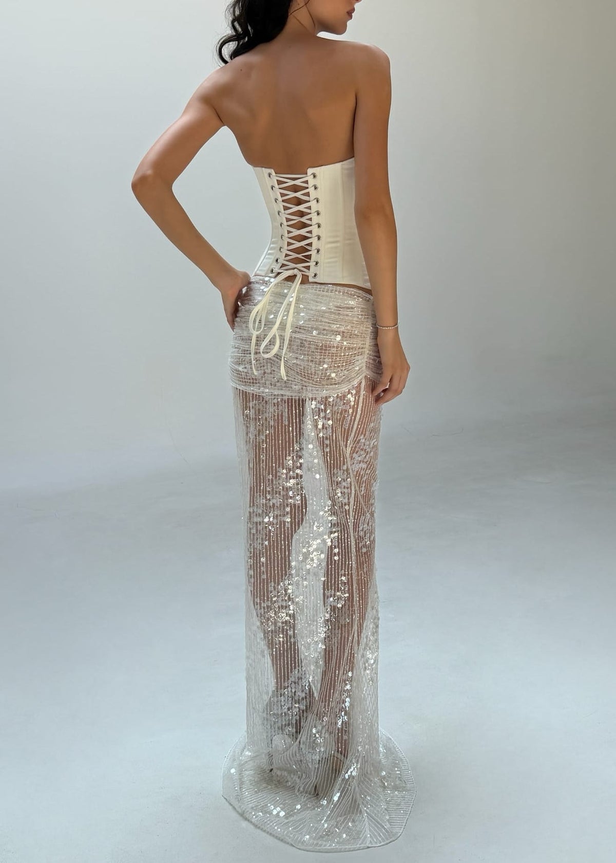 Auvellis Corset Top & Sequin Skirt Set