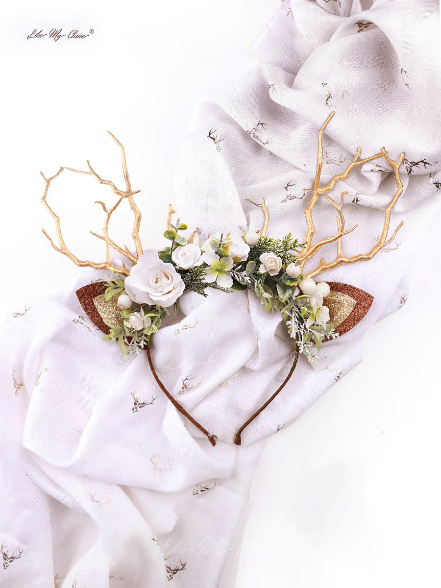White & Sage Christmas Reindeer Headband | HeyKat®