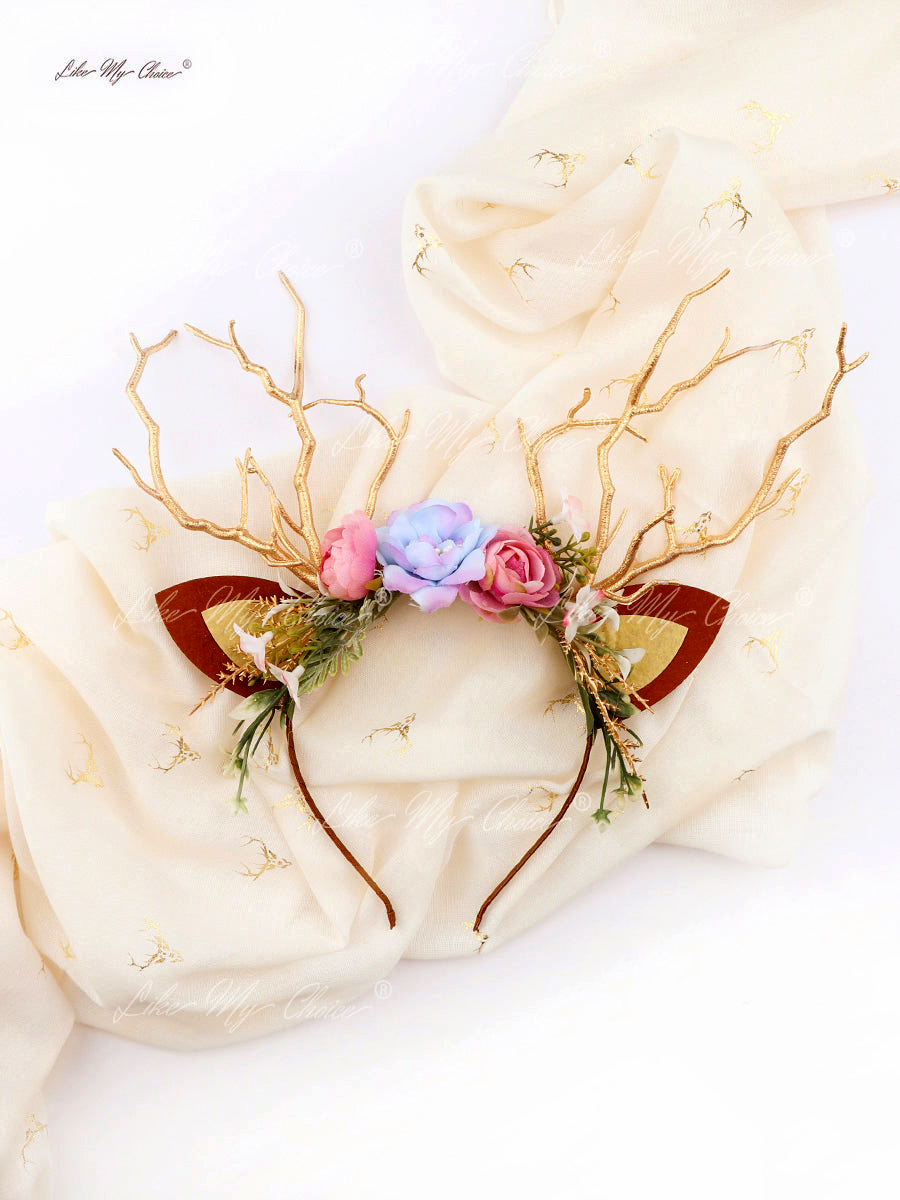 Flower Beauty and the Beast Christmas Reindeer Headband | HeyKat®