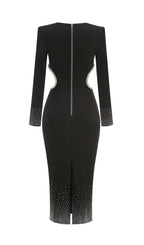 Rigby Crystal Embellished Cutout Midi Dress In Black