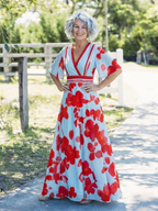 V-Neck Short-Sleeve Floral Maxi Dress