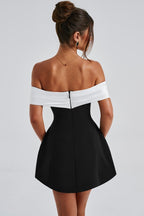 Black & White Back Bow Bustier Dress