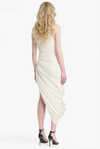 Side Slit Irregular Pleated Maxi Dress
