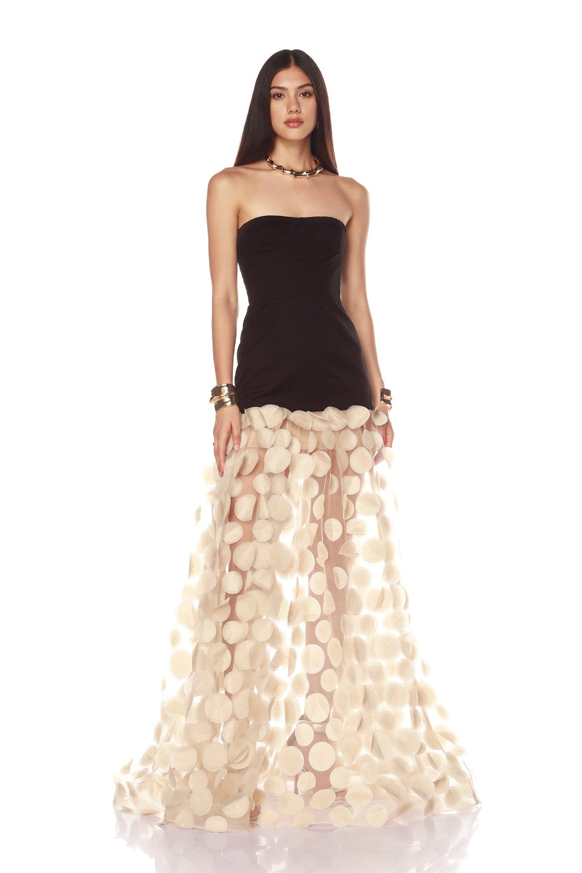 Circular Mesh Patchwork Bustier Dress