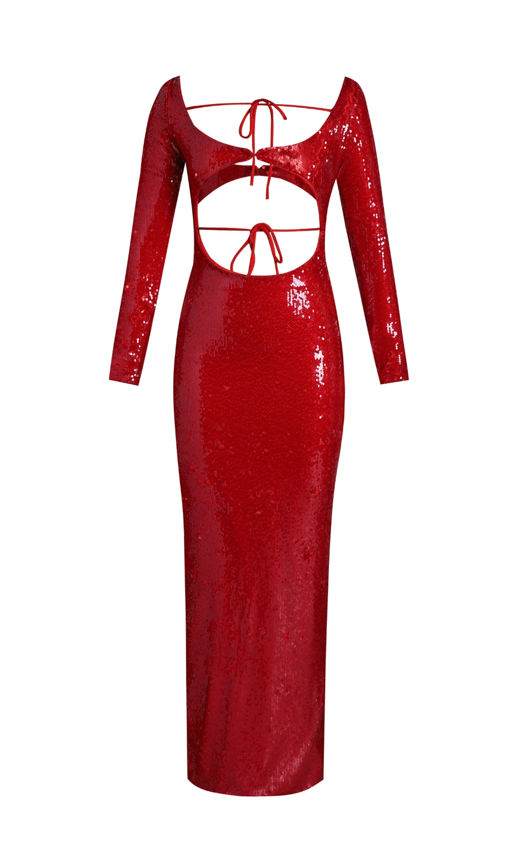 Lialy Sequin Embroidered Cutout Maxi Dress In Red