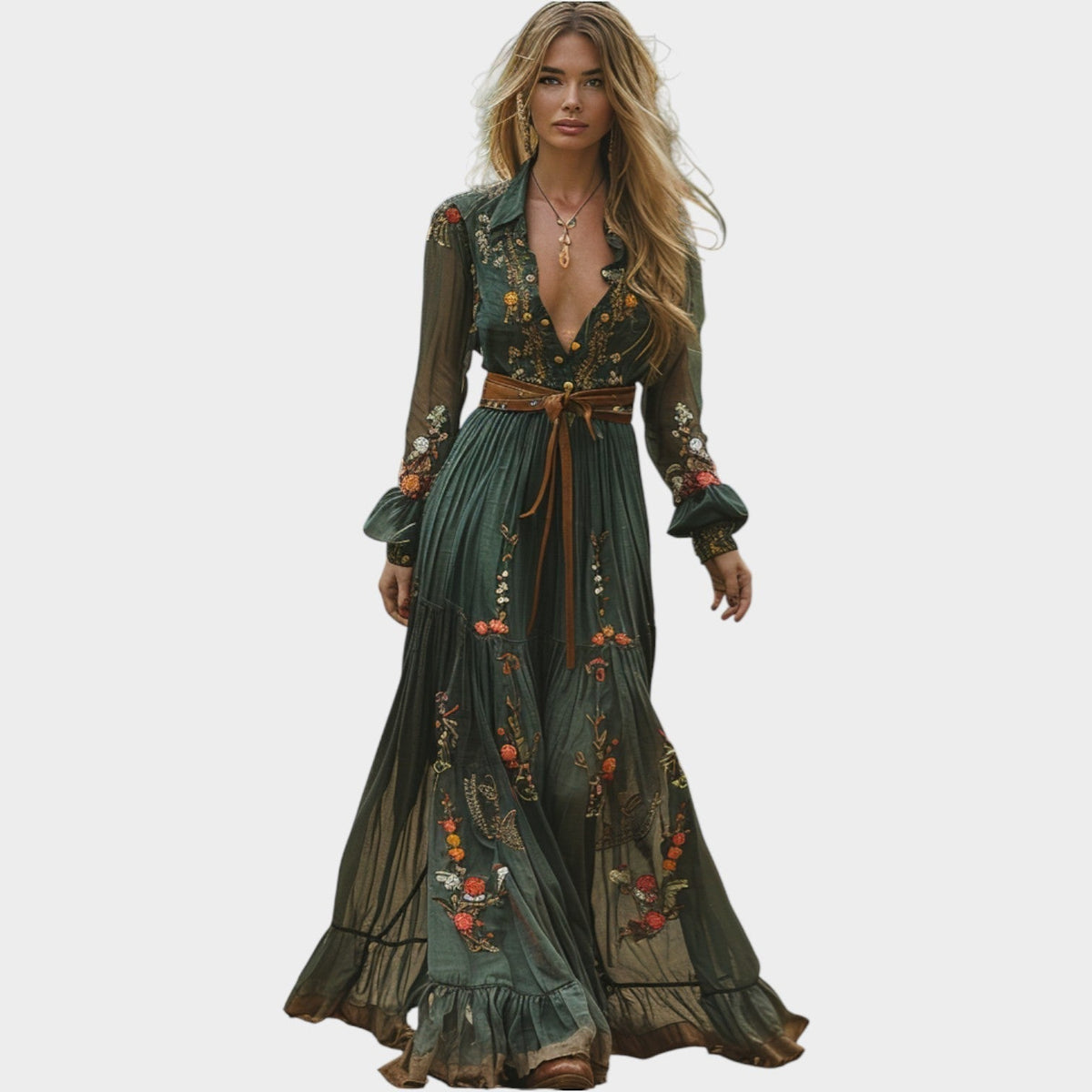 Aisha | Embroidered Maxi Dress