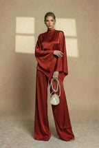 Irregular Shirt And Wide Leg Pants Set