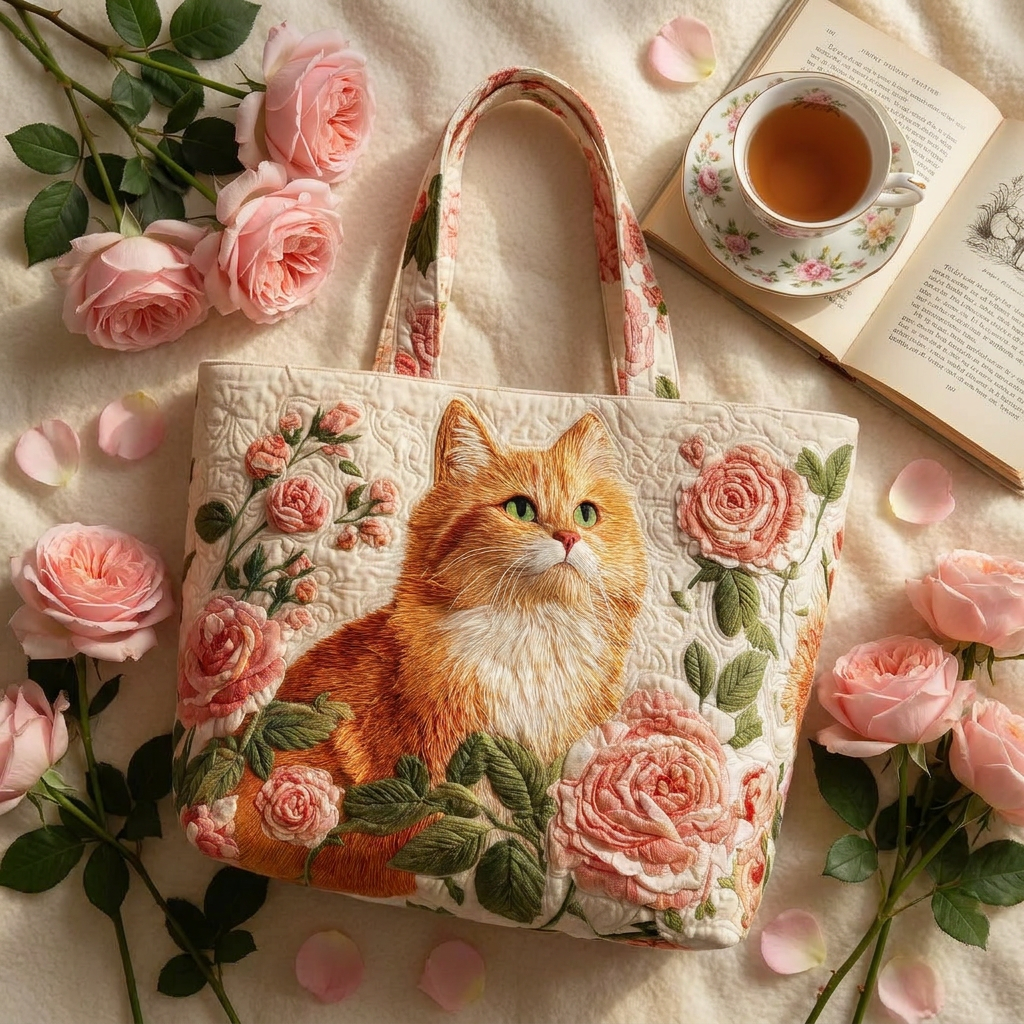 Artisan Bag - Orange Cat with Roses