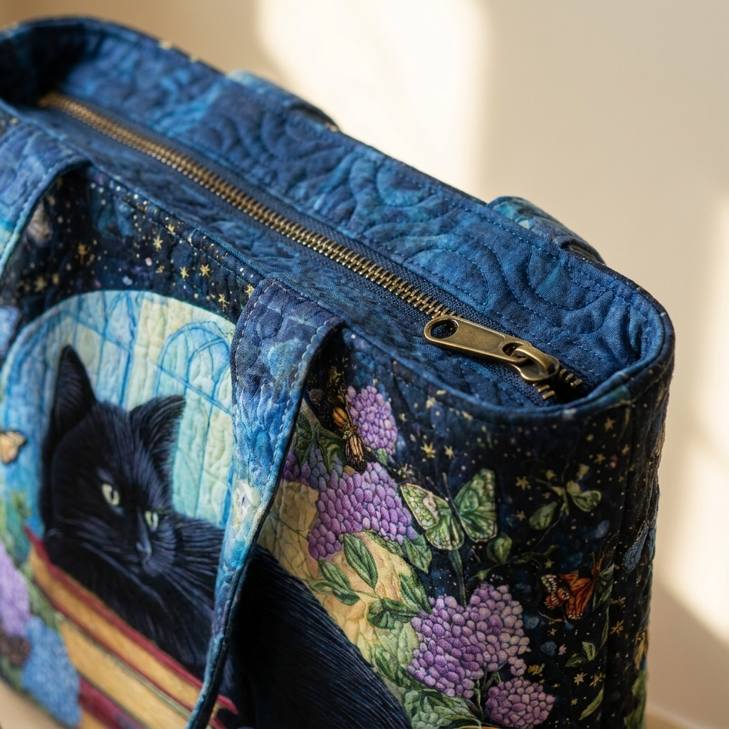Artisanal Bag - Black Cat on Books