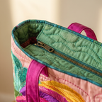Quilted Tote Bag - Rainbow Flamingo