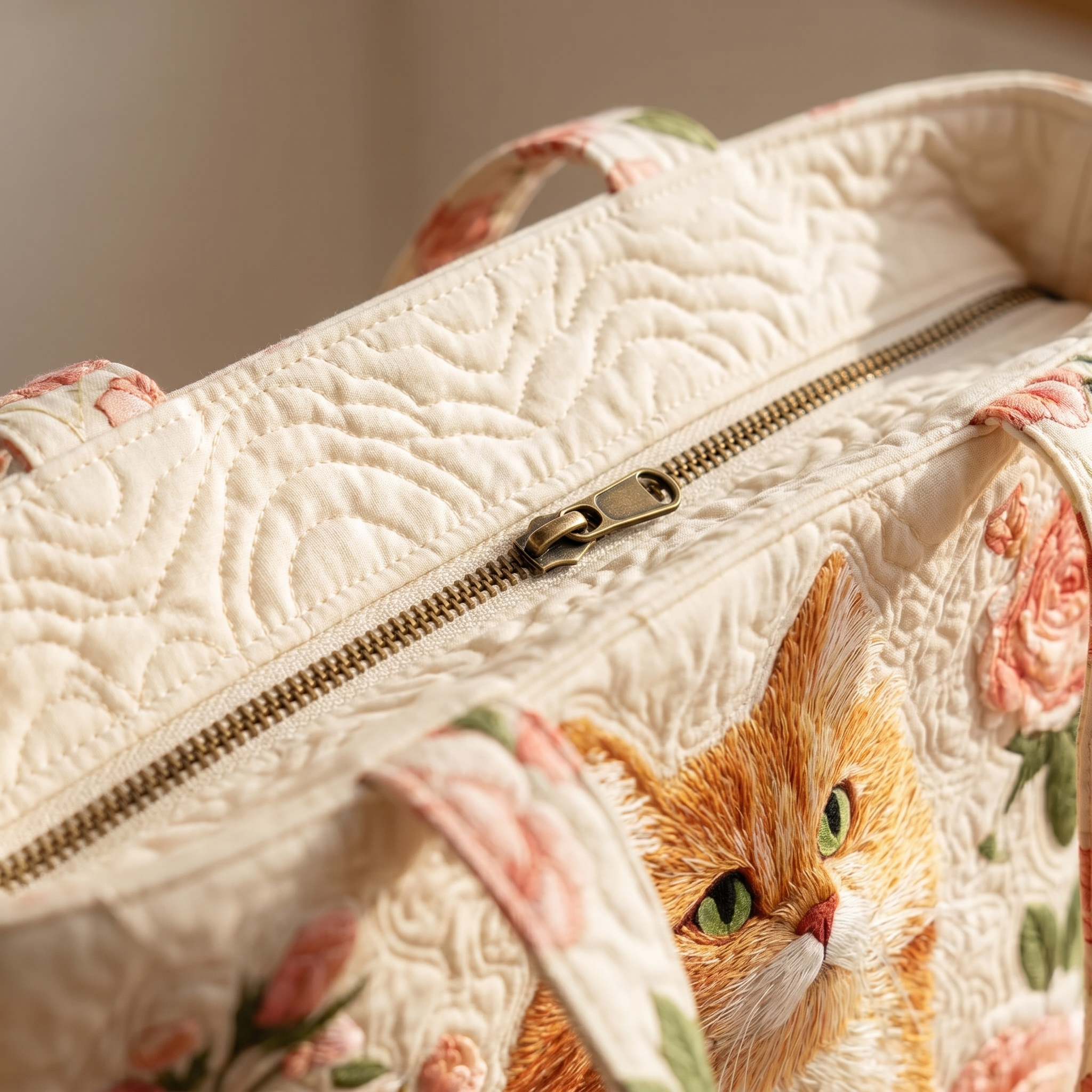 Artisan Bag - Orange Cat with Roses