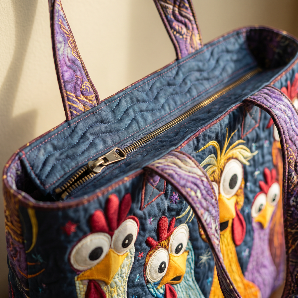 Artisan Bag - Five Colorful Chickens