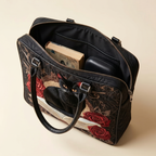 Quilted Artisan Bag - Black Cat on Books
