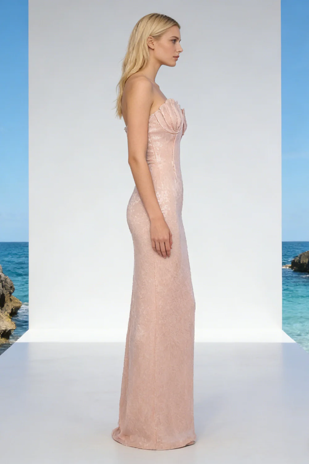 Eldrara Strapless Shell Bustier Sequin Maxi Dress