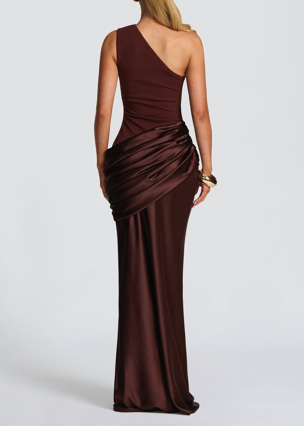 Hyxalith One Shoulder Satin Maxi Dress