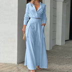 Autumn V-Neck Lounge Wide-Leg Pants Outfit