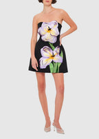 Eloise Black Off-Shoulder Sequin Floral Embroidered Mini Dress