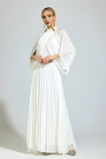 Nervion White Pleated Sweater Maxi Dress