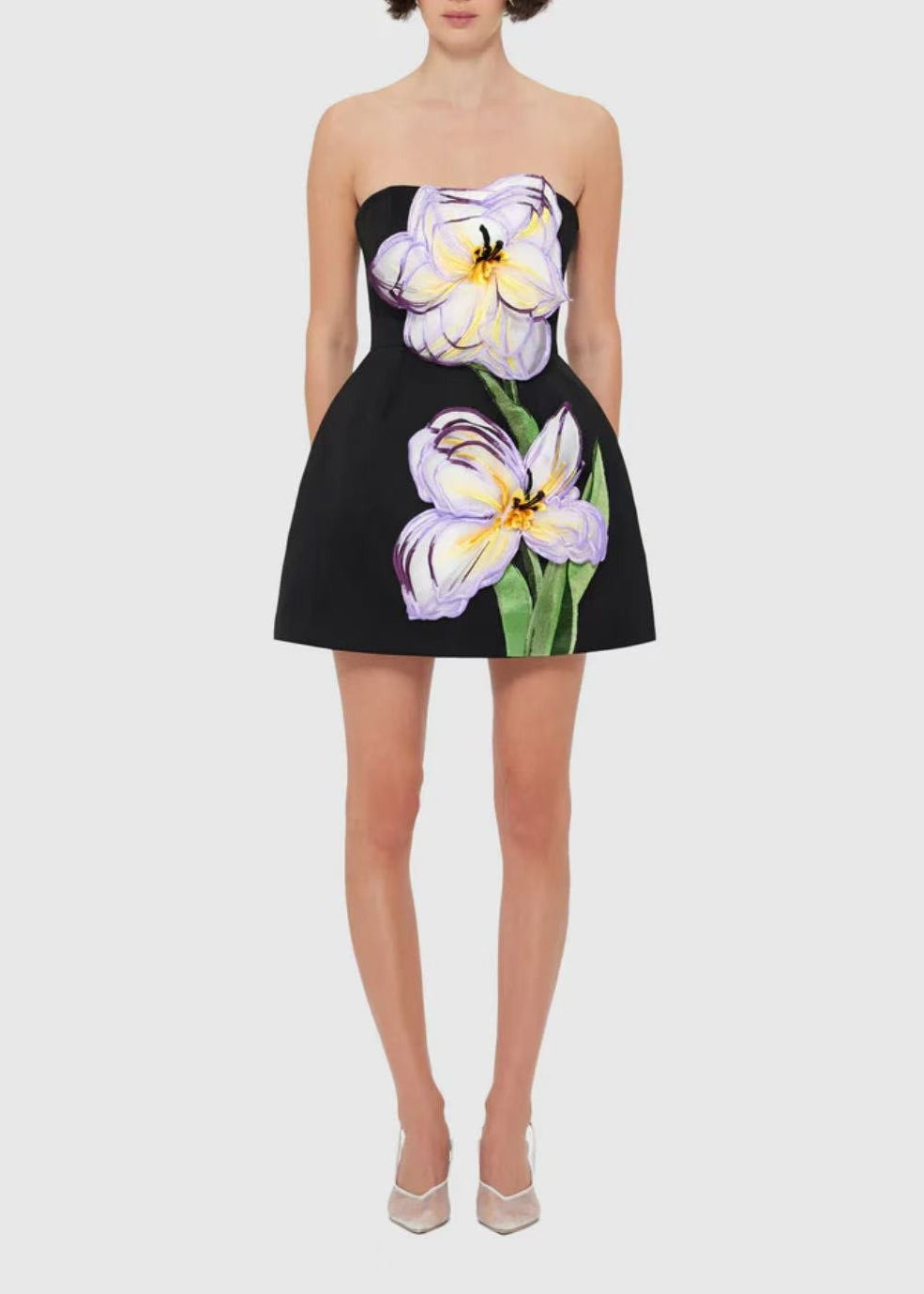 Eloise Black Off-Shoulder Sequin Floral Embroidered Mini Dress