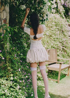 Quvion White Lace Panel Satin Mini Dress