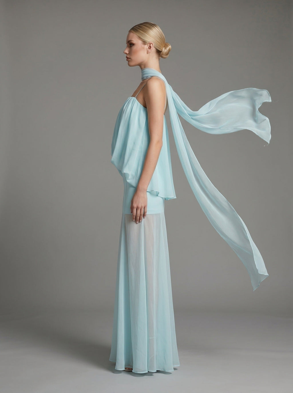 Ashwick Folds Spaghetti Strap Chiffon Maxi Dress