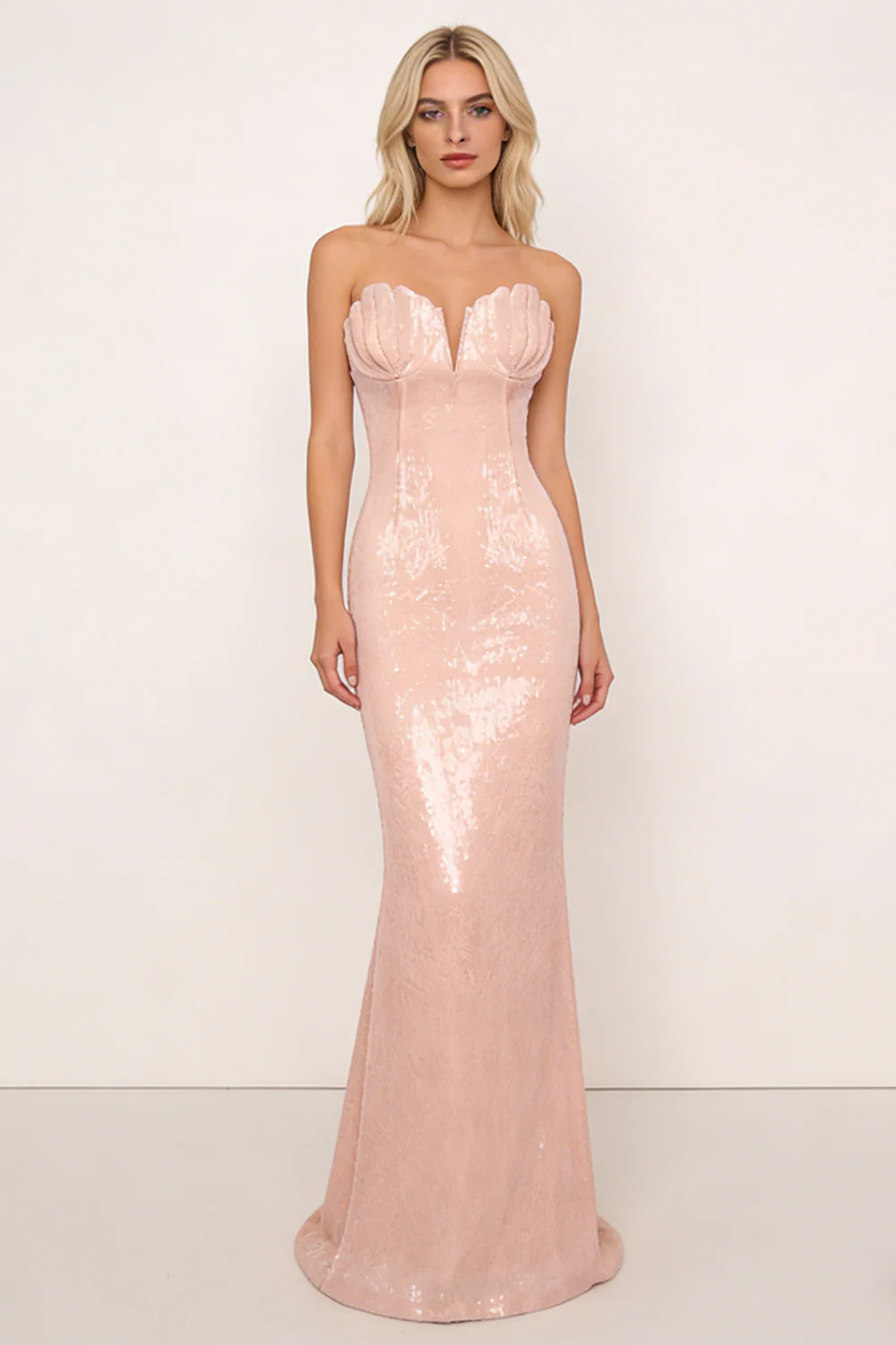 Eldrara Strapless Shell Bustier Sequin Maxi Dress