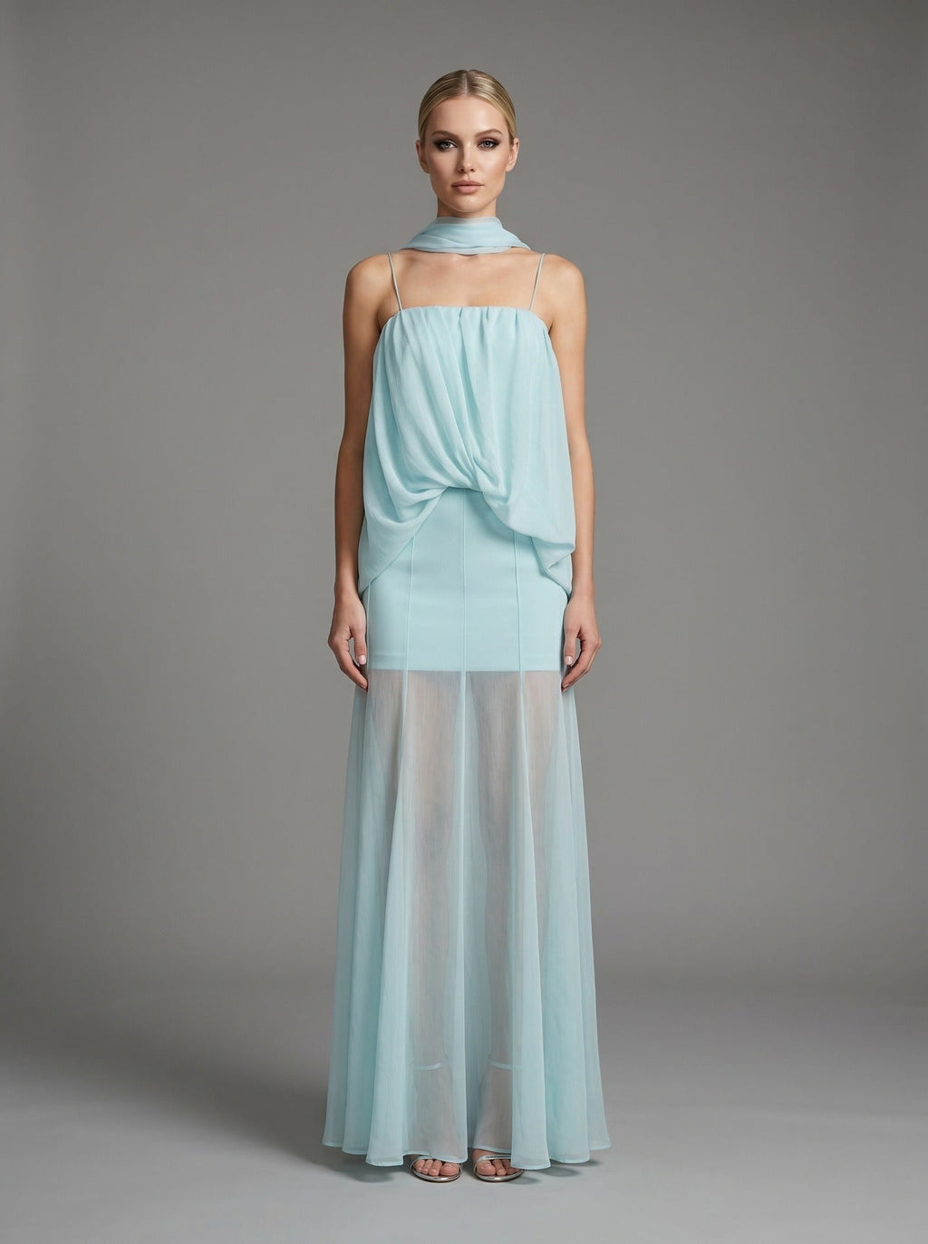 Ashwick Folds Spaghetti Strap Chiffon Maxi Dress