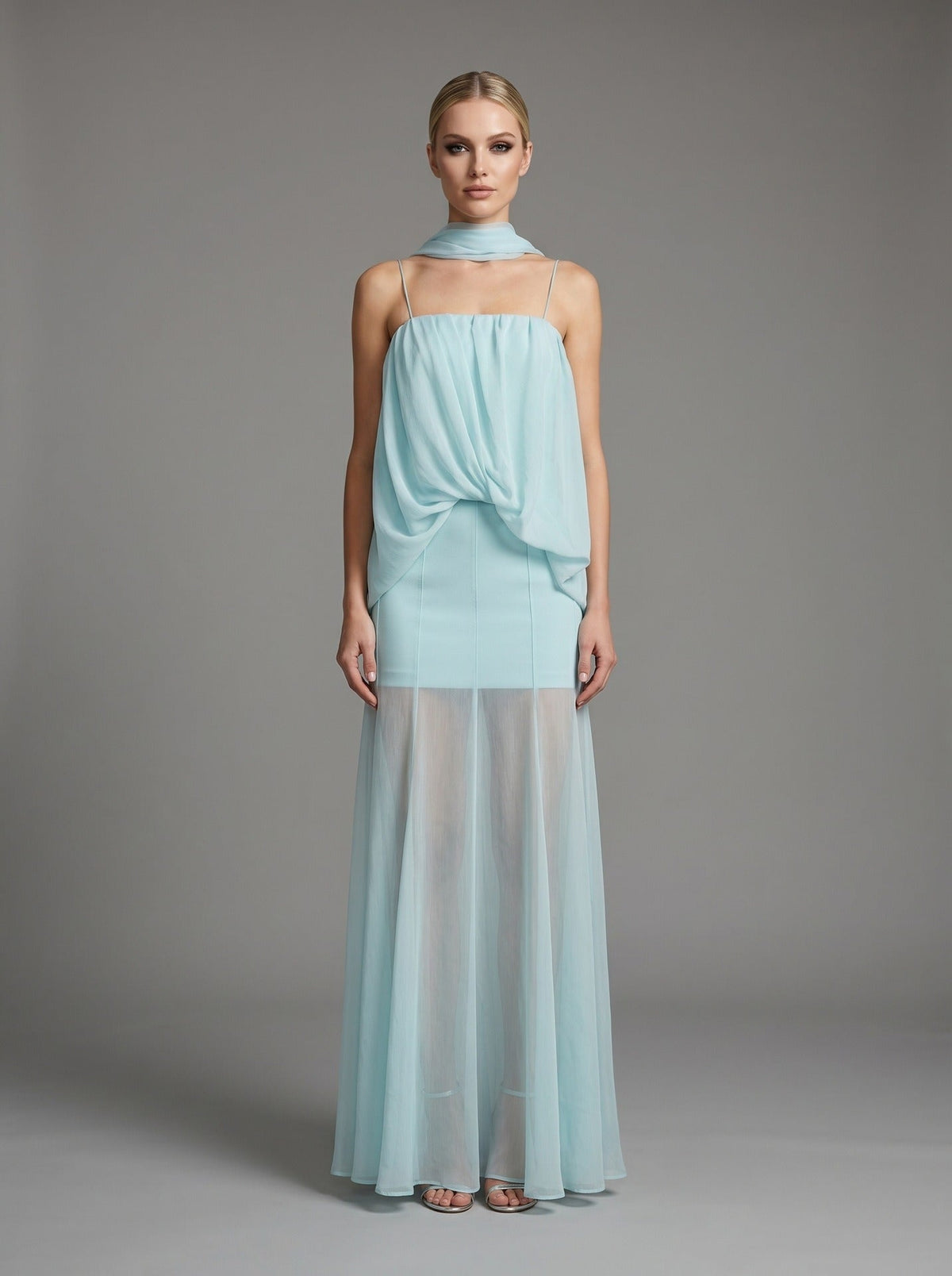 Ashwick Folds Spaghetti Strap Chiffon Maxi Dress