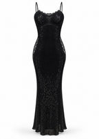 Nyvara Lace Insert Sparkly Maxi Dress