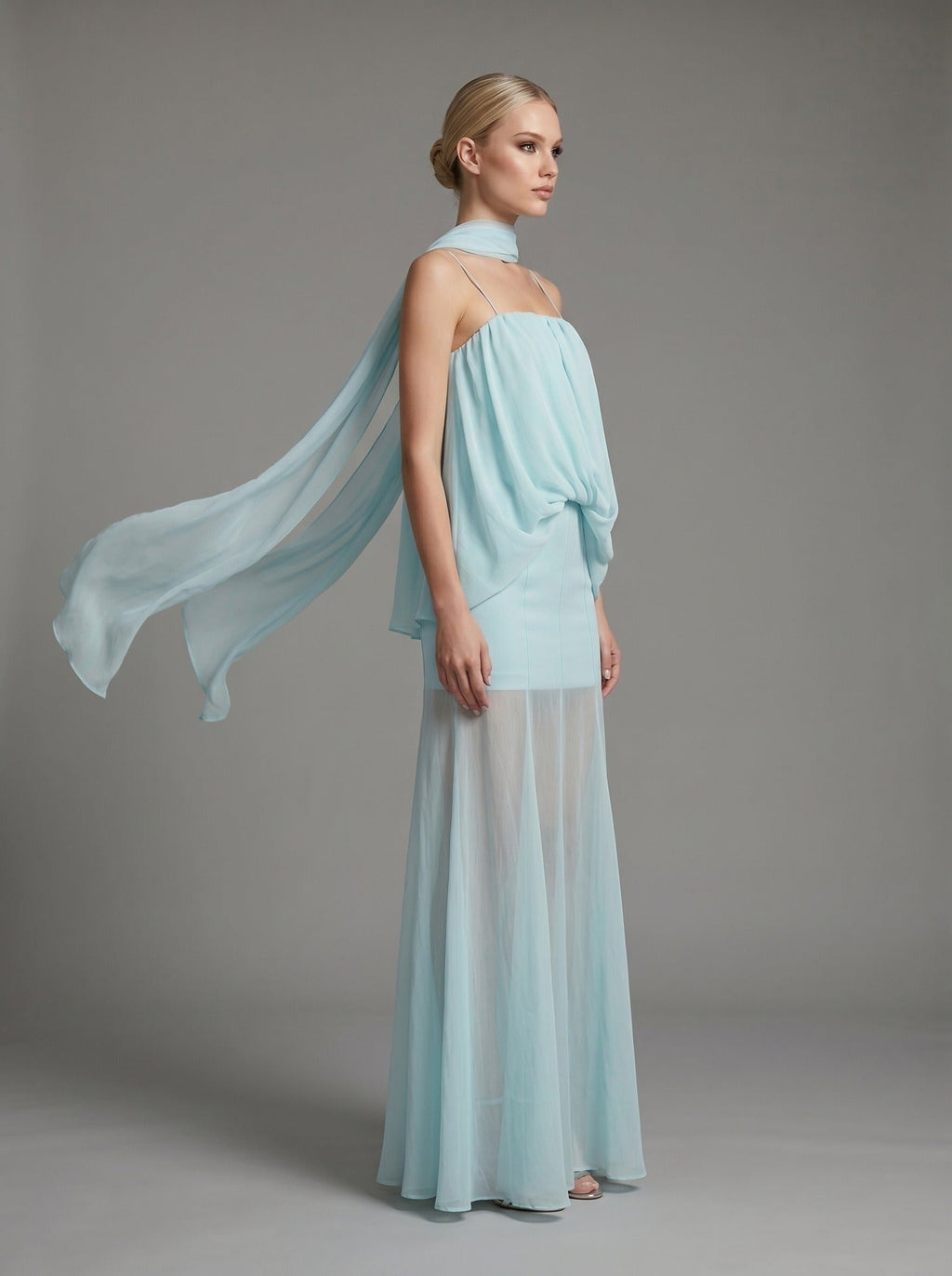 Ashwick Folds Spaghetti Strap Chiffon Maxi Dress