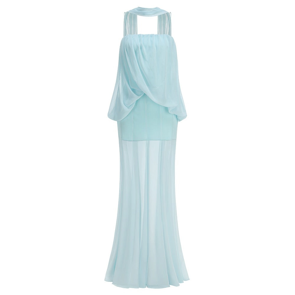 Ashwick Folds Spaghetti Strap Chiffon Maxi Dress