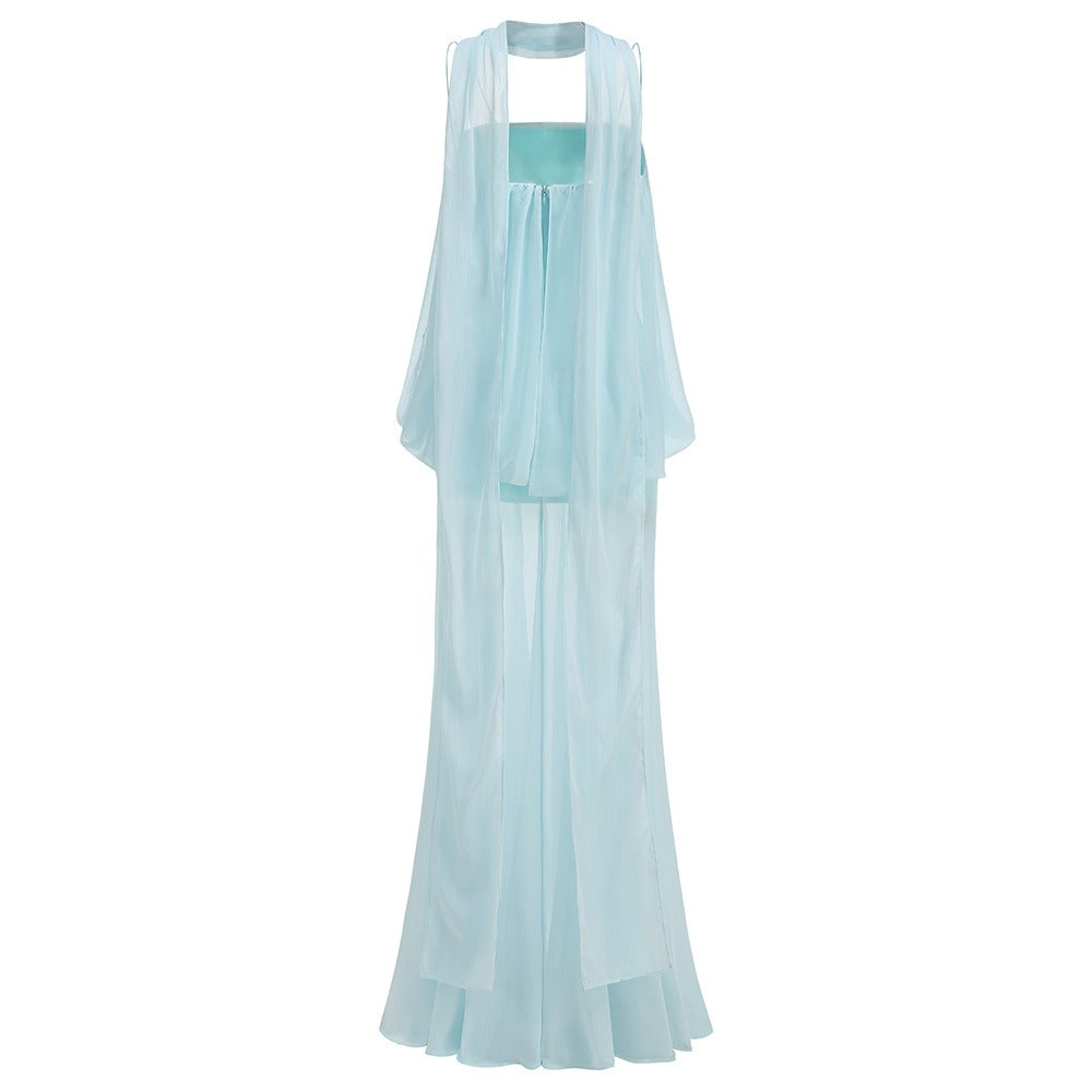 Ashwick Folds Spaghetti Strap Chiffon Maxi Dress
