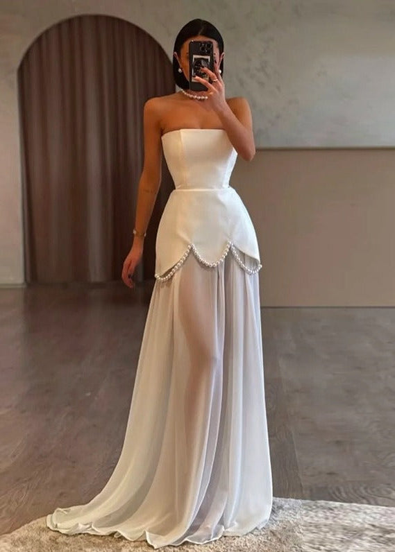 Jorveth Strapless Rhinestone Skirt Set