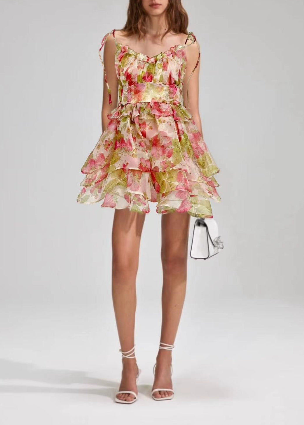 Jameon Strawberry-Print Tiered Mini Dress