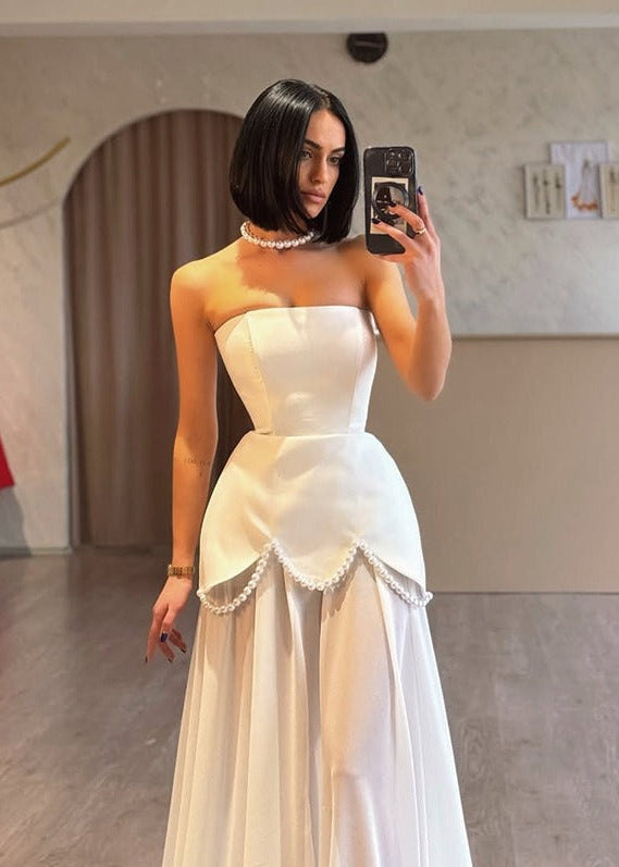 Jorveth Strapless Rhinestone Skirt Set